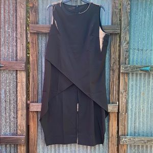 Black Satin Sleeveless Top with long Tails Sz. XL